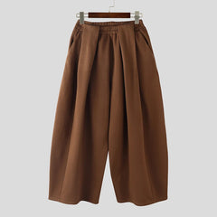 Threebooy  Men Pants Solid Color Joggers Baggy Casual Trousers Men Streetwear Pleated  Fashion Leisure Wide Leg Pants Men S-5XL