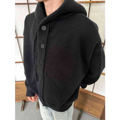 Threebooy Autumn Winter Knitted Sweater Hoodie Solid Color Simple American Loose Lazy Top Men