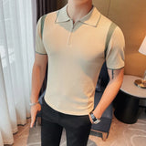 Threebooy Summer New Men's Knitting Short-sleeved Polo Shirt Ice Silk Breathable Business Fashion Tees Male Brand Clothes S-4XL