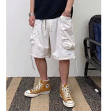 Threebooy New Harajuku Men Shorts Streetwear Jogger Shorts Women Mens Summer Loose Elastic Waist Hip Hop Shorts Solid Multi-Pocket