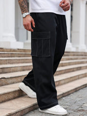 Threebooy  plus Size Men's Workwear Trousers Casual Everyday Street Style Suitable for Daily Outings Loose Fit Cargo Pants