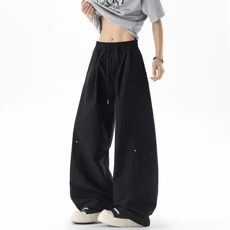 Threebooy  Y2k American Casual Sport Streetwear Wide Leg Oversized Curved Pants Men Loose Trousers Baggy Suit Pants Sweatpants
