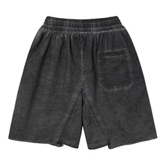 Threebooy Casual Streetwear American Vintage Fashion Brand Letter Shorts for Men's Summer New Wash Old Loose Cotton Capris for Men and Women