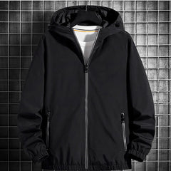 Threebooy Men's Jacket Spring Autumn Fashion Thin Hooded Jacket Street Retro Casual Coat with Pocket Sports Windbreaker