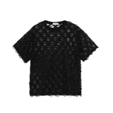 Threebooy Summer Men's O Neck T-shirt Loose Short Sleeve Sexy Sheer Lace Tee Shirts New Fashion 2024 New Trendy Menwear Unisex Pullover