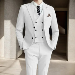 Threebooy  Solid Color Formal Business Suits High-quality Wedding Art 3 Pieces Blazer Vest and Pants Set for  Wedding Dresses Banquet