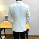 Threebooy Men Jacket High Quality Gentleman Men Slim Casual White Suit Large Size Brands Men's business Casual Flow of Pure Color Blazers