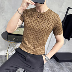 Threebooy Summer Men T-shirts Ice Silk Seamless Sport Casual O-neck Thin Short Sleeve T-Shirt Tops Men's Clothing Streetwear Tees M-4XL