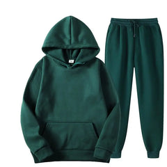 Threebooy  Mens Spring Autumn Solid Color Hoodie Set Hooded Sweatshirt + Jogger Pants 2-Piece Sportswear