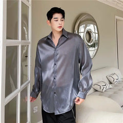 Threebooy  New Summer Tops Handsome Fashionable Shirts Men's Long-sleeved Summer Tulle Tops Versatile Casual Sunscreen Aesthetic Academy