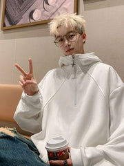 Threebooy  White Solid Oversize Male Hoodie Luxury Sweat Shirt Clothing Deals Streetwear Korean Style Pastel Color Men's Hooded Sweatshirt