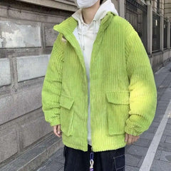 American high street men and women trendy personalized corduroy warm loose jacket couple Harajuku retro casual top y2k