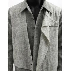 Threebooy Men Jacket Lapel Collar Faux Two Layer Diagonal Placket 2024 Trendy Outwear Casual Urban Streetwear Host Apparel Stage Clothing