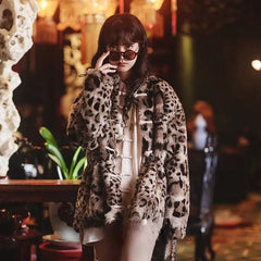 Threebooy New Faux Fur Rabbit Fur Autumn Winter New Jackets Chinese Style Leopard Printed Warm Coats Plush Tang Suit Jackets Chic