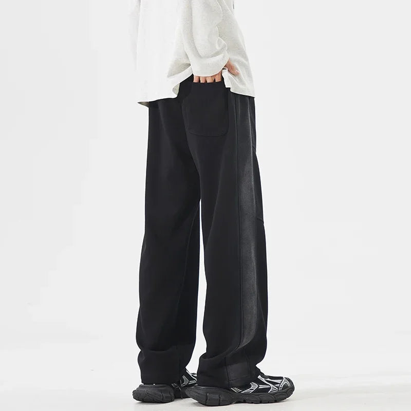 Threebooy  Autumn New Baggy Straight Men's Solid Color Casual Pants Simple Comfortable Wide Leg Pants Sweatpants Fashion Male Trousers