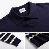 Threebooy Long Sleeve T-shirts Men Striped Korean Fashion All-match Knitted Simple Business Outwear All-match Streetwear Designed Clothing