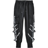 Threebooy Techwear Cargo Pants Men Joggers Black Cargo Trousers for Men Jogging Japanese Streetwear Hip Hop Hippie Gothic Ribbon