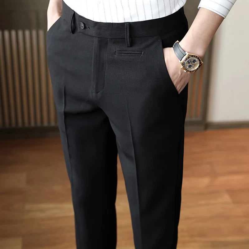 Threebooy Black Suit Pants Men Fashion Society Mens Dress Pants Korean Loose Straight Casual Pants Men Office Formal Trousers S-3XL