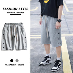 Threebooy Summer Mens Casual Buttons Shorts Style Bermuda Solid Sweatpants