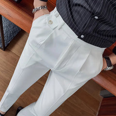 Threebooy  Brand Clothing Fashion Spring High Quality Slim Fit Business Suit Pants/Male White Black Leisure Dress Trousers 29-36