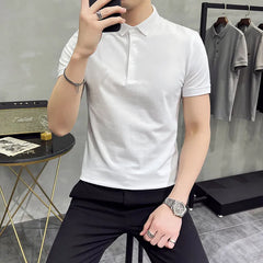 Threebooy Fashion Male Summer High Quality Leisure POLO Shirts/Men Slim Fit Pure Color POLO Shirts Tops S-5XL 5 Color