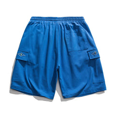 Threebooy Sporty Casual Shorts Oversize Plastered Solid Color Street Classic Straight Wide Leg Pants Trendy Fashion Short Pants Men Summer