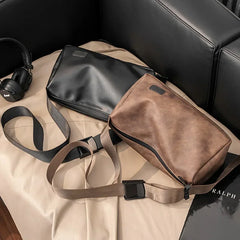 Threebooy  Fashion Crossbody Bag Men Soft PU Leather Shoulder Messenger Bag For Men Large Capacity Fitness Crossbody Bags Satchel Ipad Bag