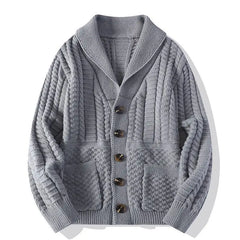 Threebooy Korean Version Retro Hand-woven Twisted Twisted Sweater Men's Spring Autumn Thickened Sweater Lapel Cardigan Trendy Jacket Chic