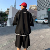 Threebooy Y2K Summer Streetwear Tracksuit Men Hip Hop Loose Suit Korean Fashion T-shirt + Shorts Sets 2024 Mens High Street Two-piece Sets