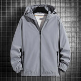 Threebooy Men's Jacket Spring Autumn Fashion Thin Hooded Jacket Street Retro Casual Coat with Pocket Sports Windbreaker