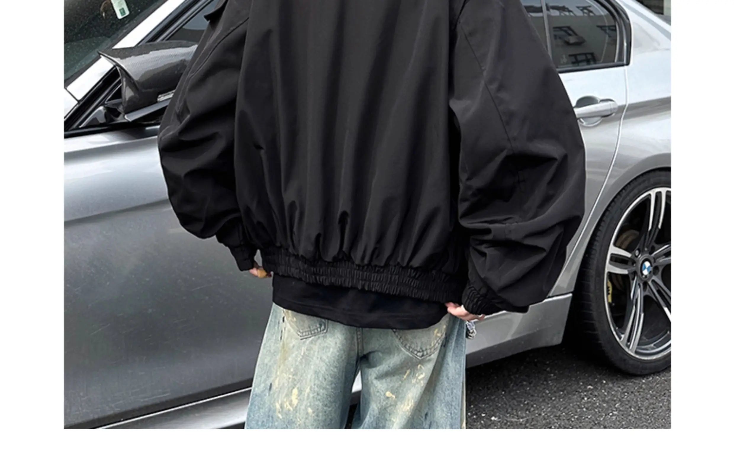 Threebooy Outdoor Work Jacket Men's Spring Autumn American Retro Zipper Coat Silhouette Bomber Handsome High Street Flying Work Jacket