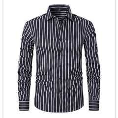 Threebooy  Men's Striped long sleeve Office Shirt Non-ironing Anti-wrinkle Workwear Comfortable Breathable Business Casual Dress Shirts Men