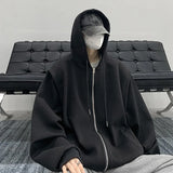 Threebooy Hooded Hoodies Men Solid Classic Outwear Korean Fashion American High Street Sweatshirts Teens Couples All-match Coats Trendy