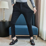 Threebooy Men Have High Spring Elasticity Business Trousers/Male Slim Fit Solid Color Dress Suit Pants Casual Pants 38