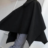 Threebooy Mens Dark Style Mid-Length Casual Hooded Cape Autumn And Winter Genderless Fashion Retro Loose Solid Color Shawl Cape Unisex