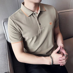 Threebooy  Brand Clothing Men's Summer Casual Short-sleeved POLO Shirts/Male Fashion Solid Color Ice Silk High Quality Polo Shirt