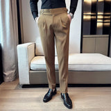 Threebooy High Quality Elasticity Suit Pants Men Formal Business Office Social Dress Pants Slim Fit Casual Wedding Ankle Trousers Pantalon