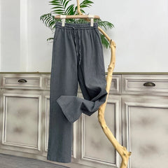 Threebooy  Men Linen Pants Summer New Light and Thin Breathable Solid Color Casual Pants Loose Straight Trousers Men's Clothing