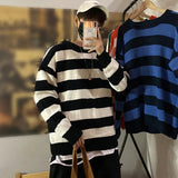 Threebooy Stripe Knitted Sweater Men Autumn Winter Baggy Long Sleeves Tops Fashion All-Match Trend Streetwear Ins Vintage Y2K Male Clothes