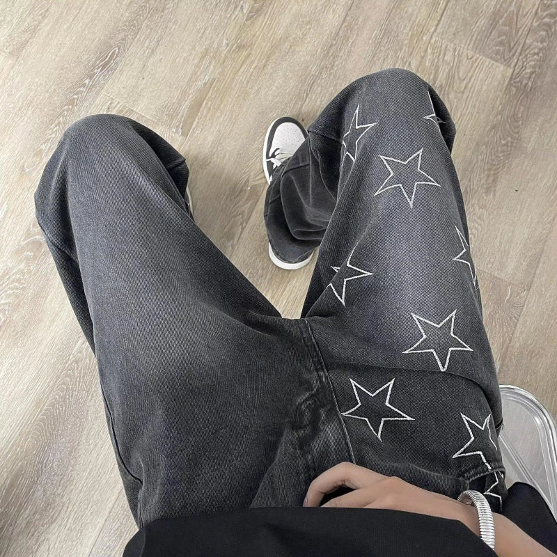 Threebooy Embroidery New Slim Jeans Y2K Pants Men Clothing Ankle Zipper Straight Washed Black Hip Hop Denim Trousers Ropa Hombre