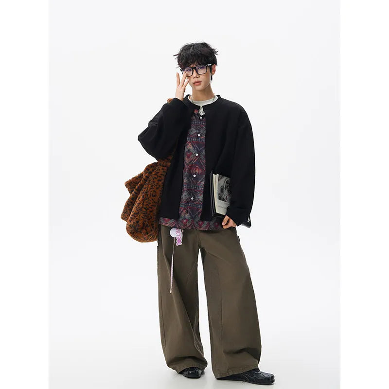 Threebooy Jacket men Stand Up Collar Single Breasted Fake Two Piece Jacket Autumn Thin Ethnic Print Patchwork Mens Outerwear Coat men new
