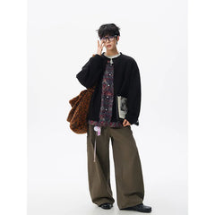 Threebooy Jacket men Stand Up Collar Single Breasted Fake Two Piece Jacket Autumn Thin Ethnic Print Patchwork Mens Outerwear Coat men new
