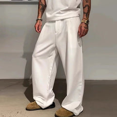 Threebooy  New Light Business Men Suit Pants Light Luxury Draped Solid Color Curved Knife Pants Elegant Straight Trousers Dress Pants M-3XL
