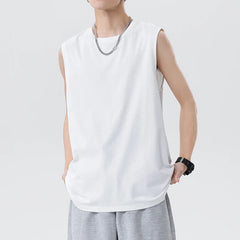 Threebooy  New Arrival Men's Sleeveless T Shirt Summer Fashion Solid O Neck Sleeveless T Shirts Men Women Cotton Casual Loose Street Tops