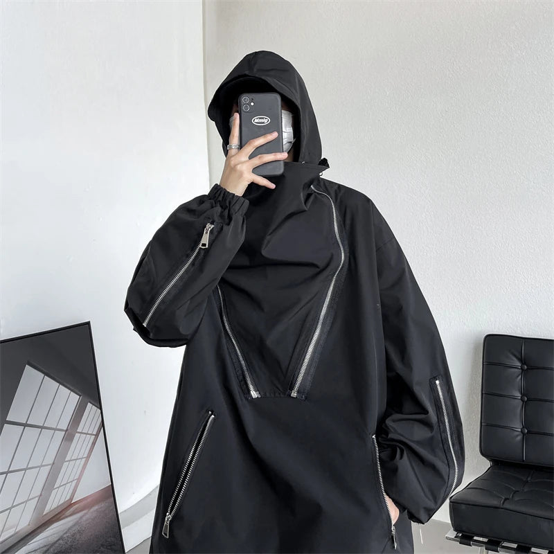 Threebooy Men's Korean Style Clothes for  Outerwear Loose Fitting Hooded Jackets Man Hoodie Original Clothing Popular Coats