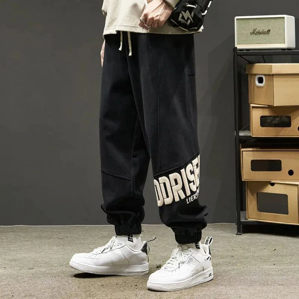 Threebooy 2024 New Letter Pattern Trousers Men's Casual Trousers Loose Trousers Winter Thickened Fleece Sweatpants Men's Sports Pants Men