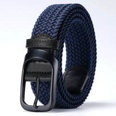 Threebooy  3.4cm Man Belts Luxury Designer Canvas Nylon Elastic Belt Man Stretchable Casual Pin Buckle Belt for Jeans Pants