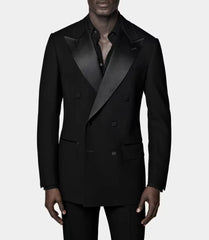 Threebooy  Men Suits Double Breasted Spliced Collar Tailor-Made 2 Pieces Blazer Pants Formal Prom Wedding Groom