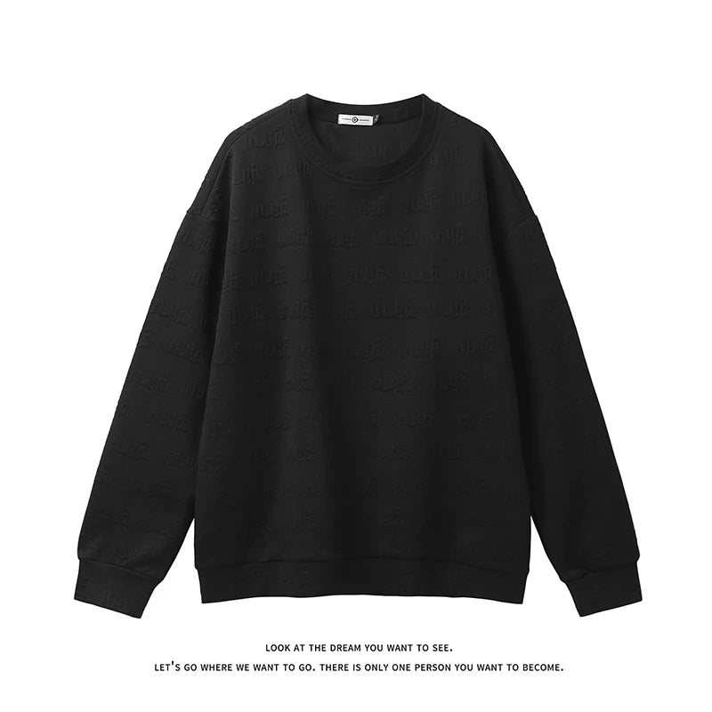 Threebooy New Men's Long Sleeve Sweatshirt Korean Fashion Classic Comfortable Round Neck Top Casual Versatile Loose Clothing