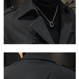Threebooy Men High-grade Pure Cotton Business Windbreaker Coat/Men Slim Fit Leisure Trench Jackets Plus Size S-3XL